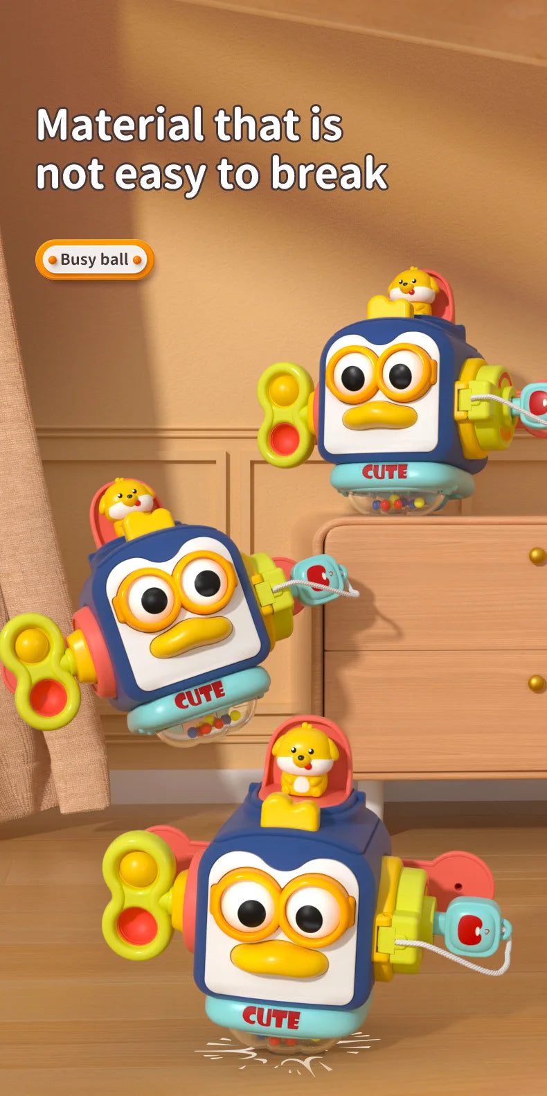 Baby Busy Board Cube Montessori Sensory Toys for Toddler Educational Learning Activities Travel Toy Lock Box Fine Motor Skill