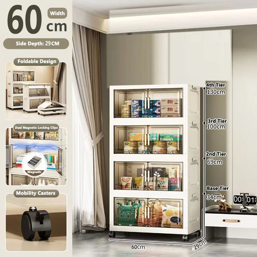 Storage Cabinet Folding Storage Box Home Living Room Toy Cabinet Storage Rack Snack Cabinet Installation-Free Kitchen Storage Cabinet Folding Storage Cabinet Organizer