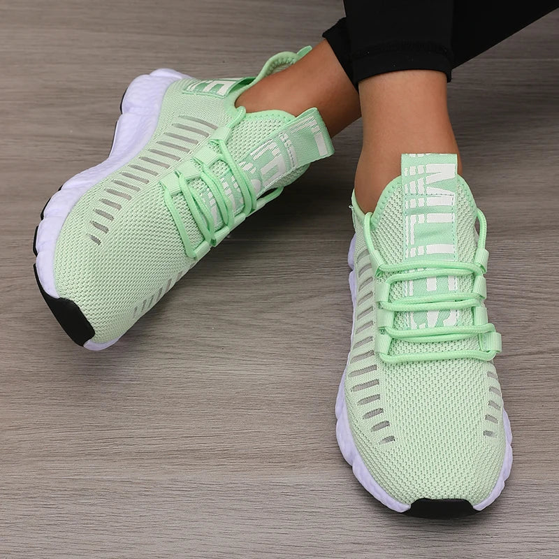 Women's Sports Shoes Mesh Lightweight Soft Sole Jogging Strap Breathable Fashion Sports Walking Casual Tennis Flat Shoes for Men