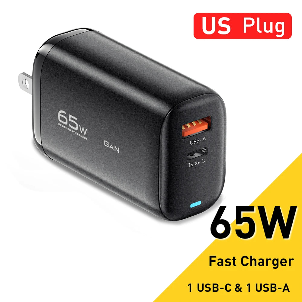Essager 65W GaN USB Type C Charger For Laptop PPS 45W 25W Fast Charge For Samsung Xiaomi Realme mobile iPhone15 14 13 Pro Phone