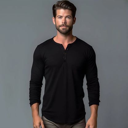 Men's Long Sleeve Cotton Slim Fit T Shirt Casual Everyday Wear