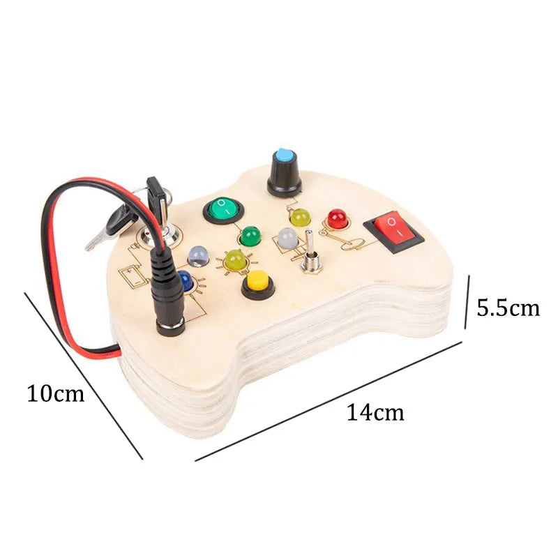 Montessori Busy Board Sensory Toys Wooden With LED Light Switch Control Board Travel Activities Children Games For 2-4 Years Old