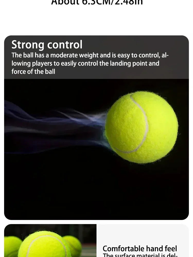 3pcs Professional Rubber Tennis Ball High Resilience Tennis Practice Ball for School Club Competition Training Exercises