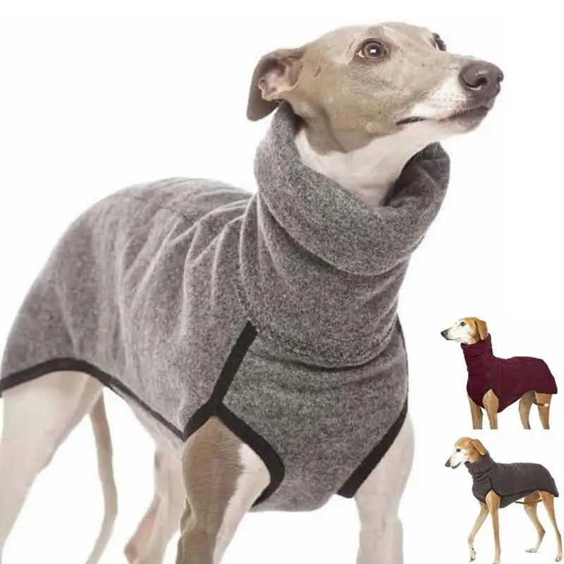 Winter Whippet Vest Turtleneck Soft Fleece Coat for Medium & Large Dogs