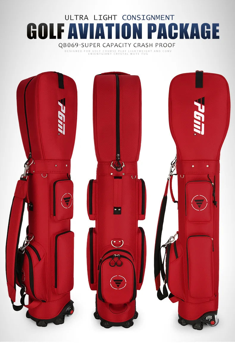 PGM Golf Bag with Wheels Ultra-light Sport Standard Golf Bags Large Capacity Golf Aviation Ball Storage Multifunctional QB069