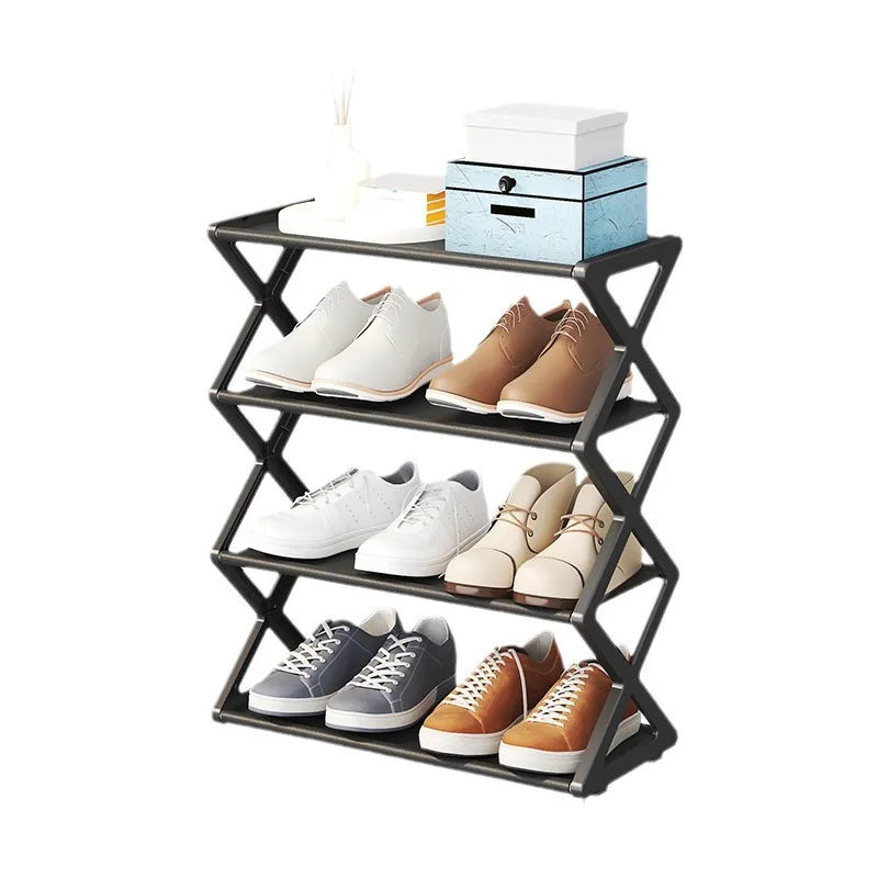 Four Layer Shoe Storage Rack PU Material Solid Color Holds 9 To 12 Pairs