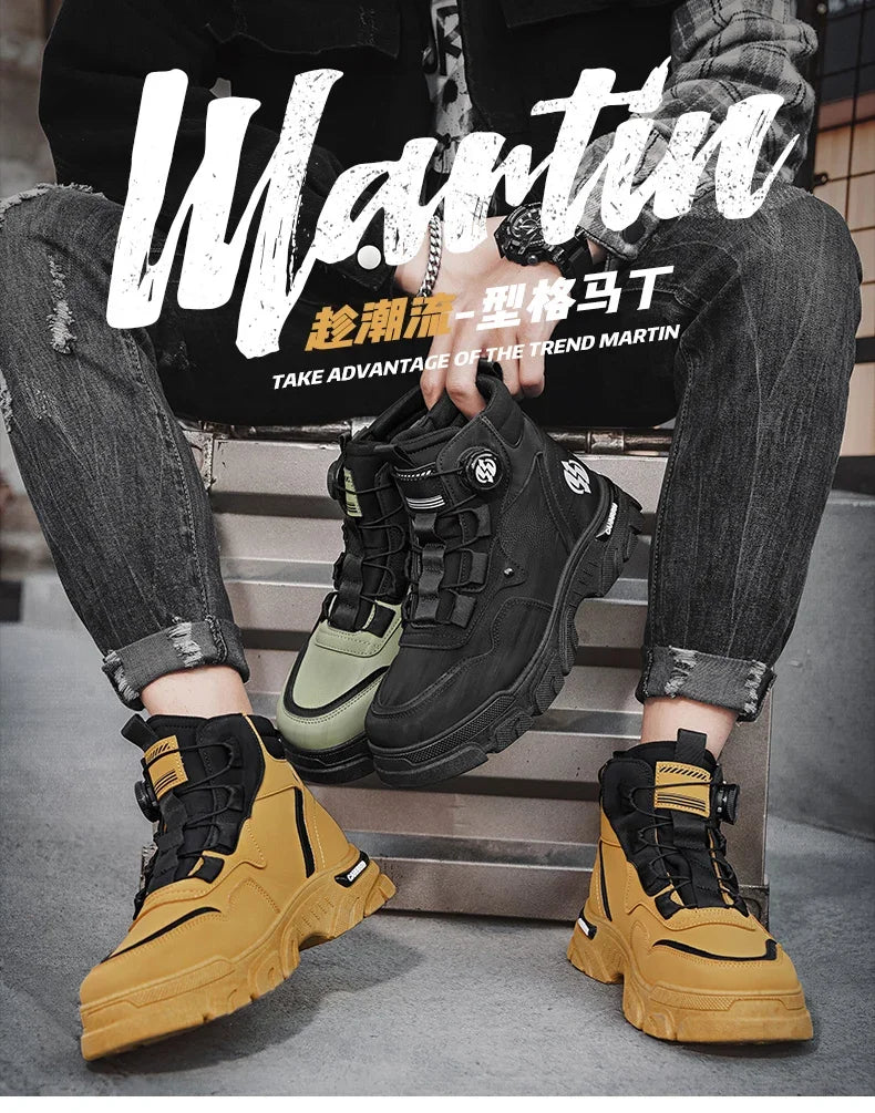 Winter Leather Boots Ankle Outdoor Work Chelsea Style