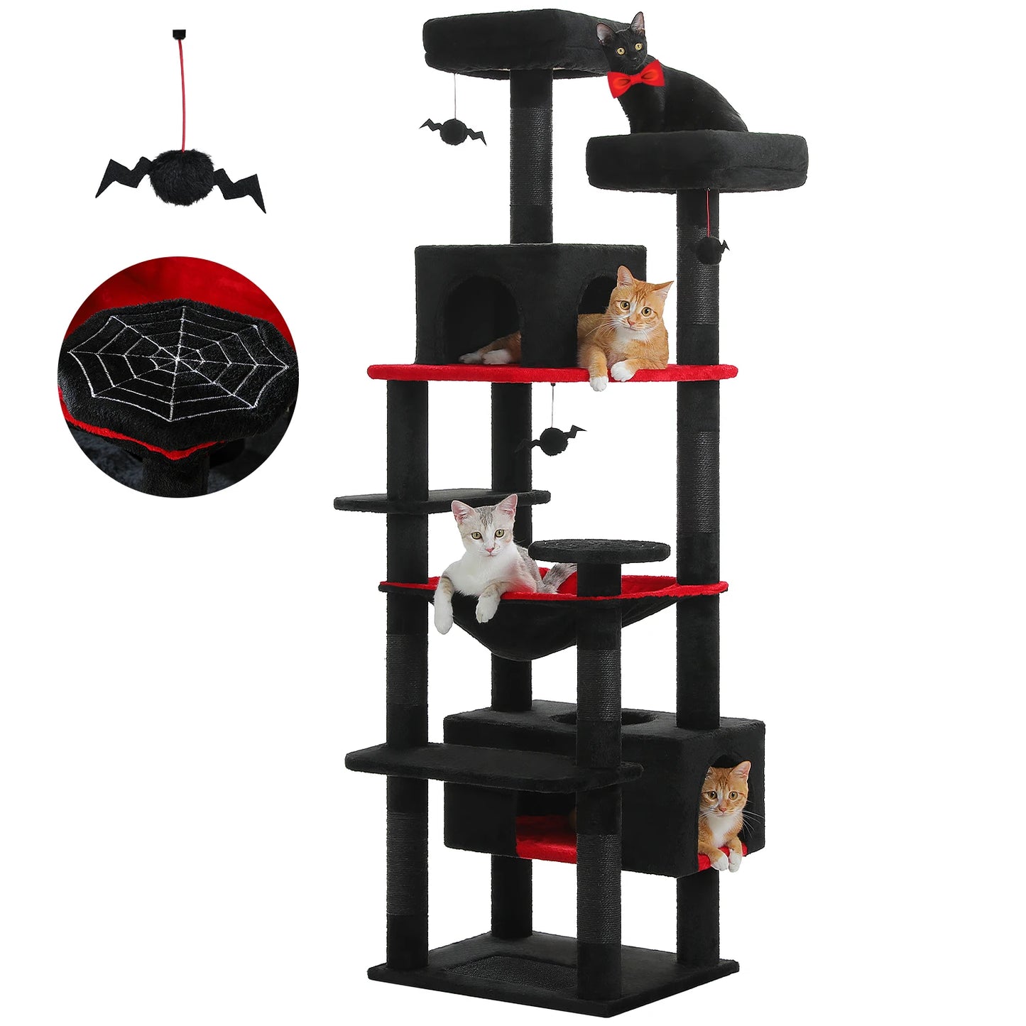 Spacious Cat Tree Tower with Hammocks and Scratching Posts
