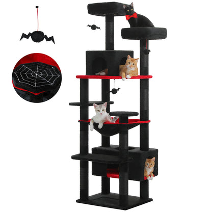 Cat Tree Tower With Five Levels, Wood Frame, Plush Fabric, Sisal