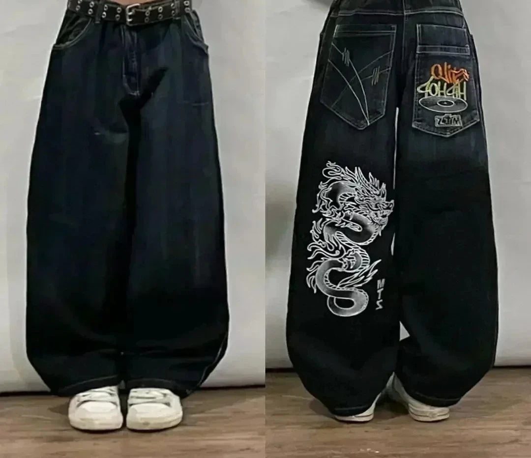American Fashion Hip Hop Joker Oversized Jeans Women Street Y2K New Clearance Spot Hot Mopping Wide-leg Pants Unisex Loose Jeans
