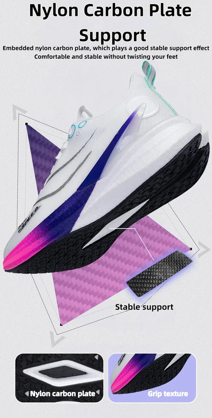 Marathon Running Shoes Unisex With Carbon Board Ultra Light Shock Absorption