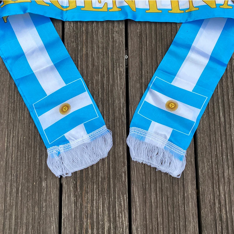 xvggdg  14x130cm  National Team Football Fans Scarf   Argentina france  Morocco  Croatia Tassel Flags Scarf   Souvenir
