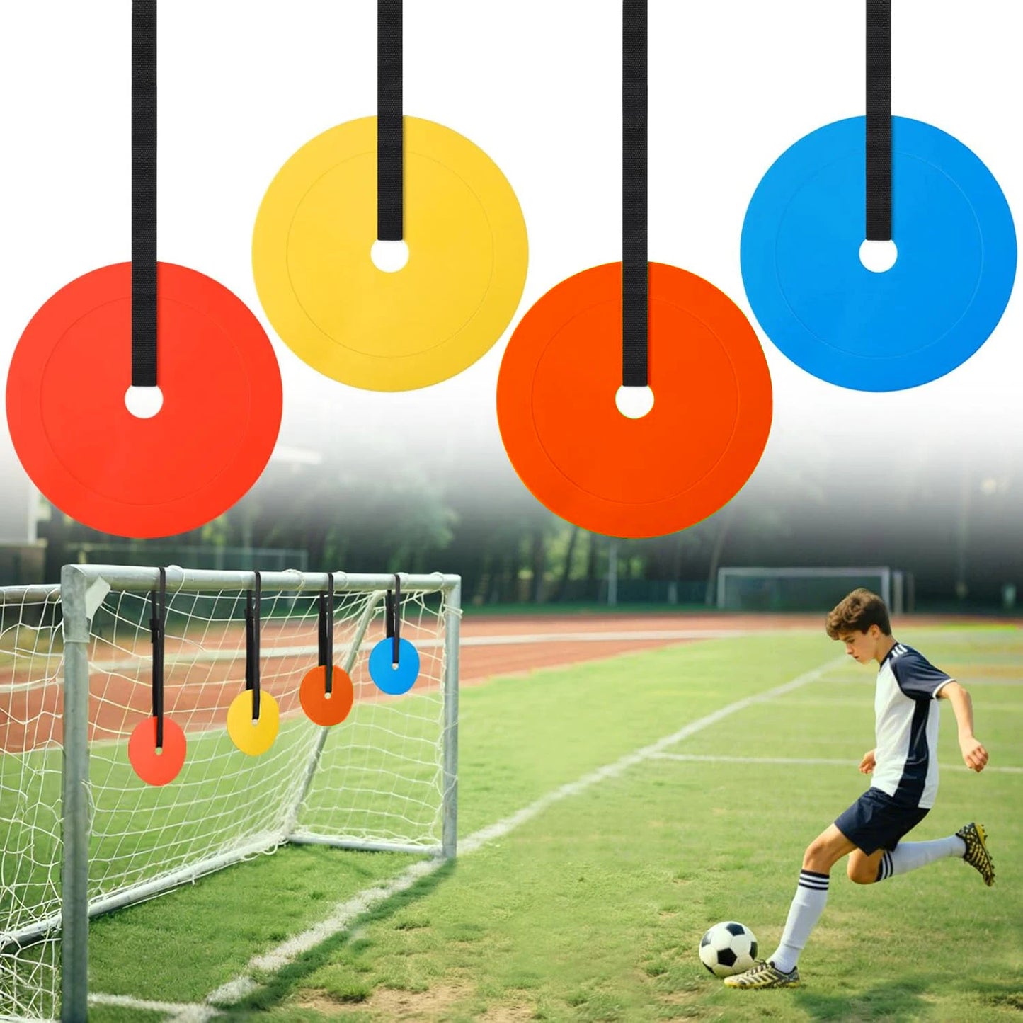 4PCS 6" Soccer Goal Target Training Discs, Adjustable Flat Spot Markers to Improve Football Shooting Accuracy for Practice