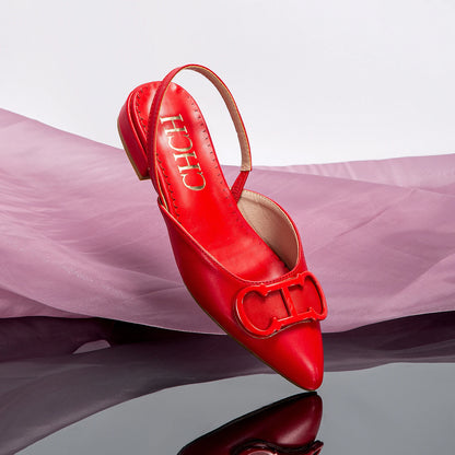 Women's Ankle-Wrap Sandals PU Upper Black Flat Sole