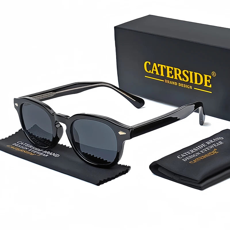 CATERSIDE Retro Small Circular Sunglasses Men Punk Propionic Luxury Brand Design Sun Glasses Women Business Party Eyewear UV400