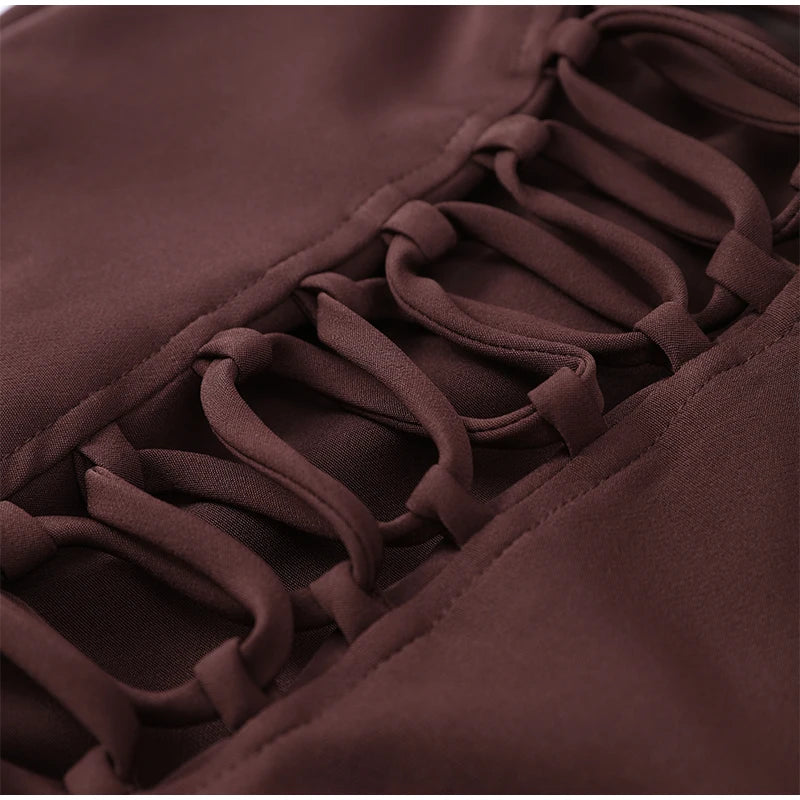 Women Square-neck Halter Mini Dress Sexy Pleated Sleeveless Backless High Waist Bodycon Dresses 2025 New Summer Lady Party Robes