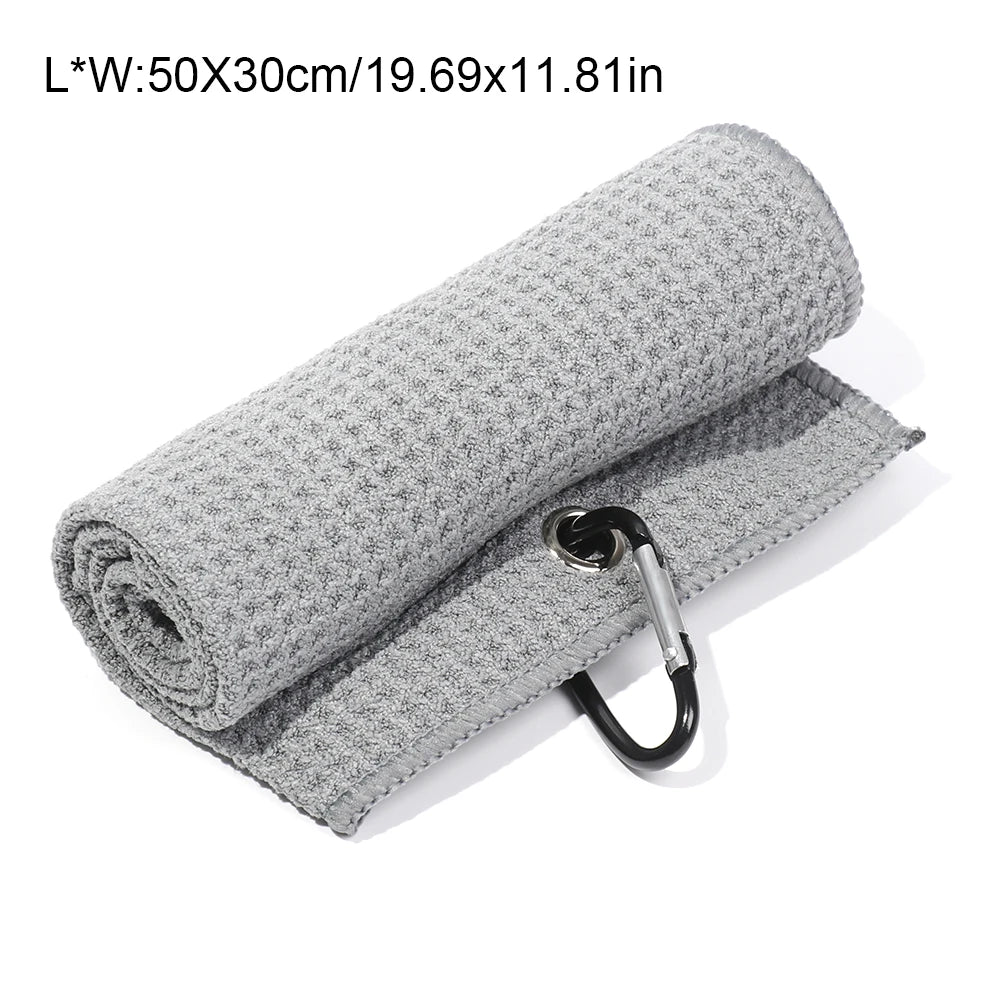 Cotton High Water Absorption Microfiber Cleaning Towels Golf Towel With Carabiner Hook Cleans Clubs