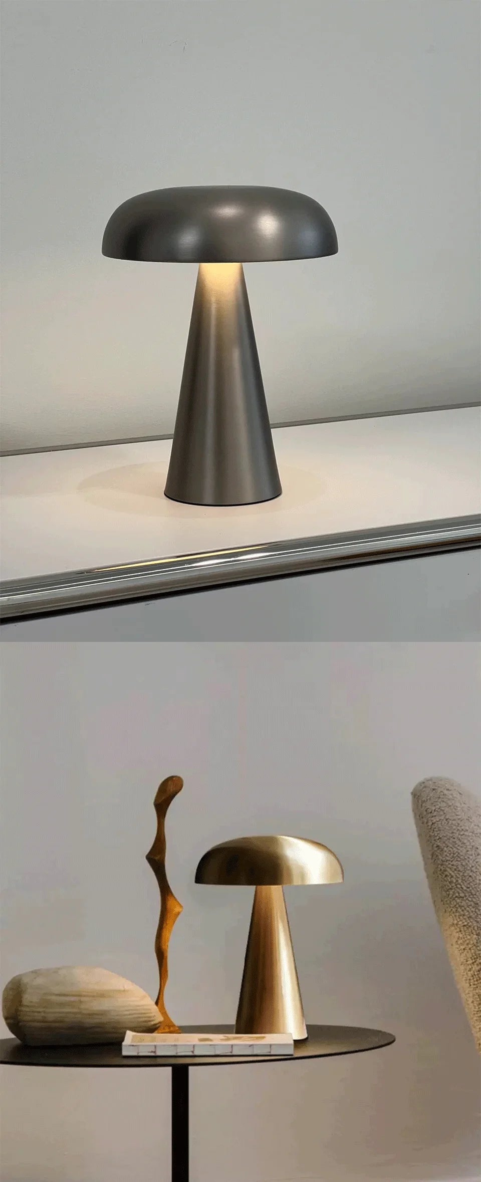 LED Table Lamp Retro Mushroom  Touch Sensor Bedside Lamp Rechargeable Reading Lights For Bedroom Restaurant Bar Decor Lighting