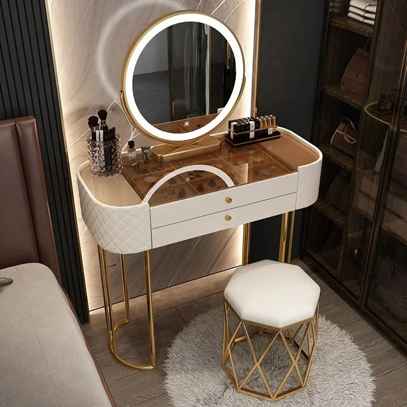 Makeup Luxury Dressing Table Mirror Led Light Salon White Dressing Table Storage Bedroom Comoda Pra Quarto Home Furniture