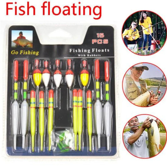 1Set (15Pcs) Portable Fishing Float with Multiple Size Combinations Suitable for Most Fish Hunting Outdoor Fishs Equipment