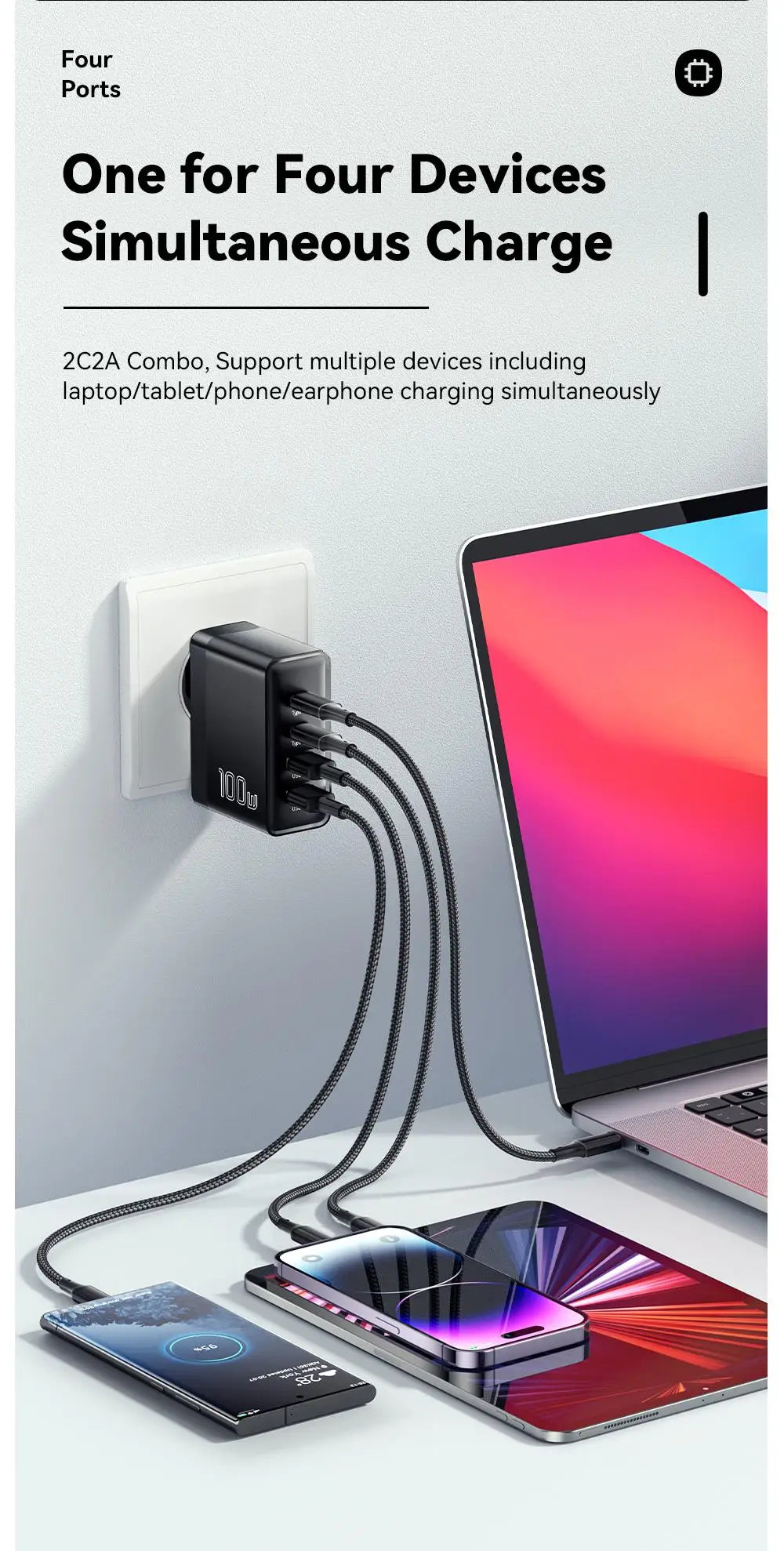 Essager 100W USB Type C Charger 65W PD Quick Charge4.0 3.0 Type-C Fast Charging For iPhone 16 15 14 13 Pro Xiaomi Macbook Laptop