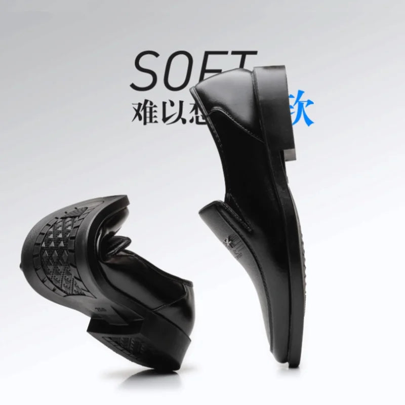 Leather Shoes Slip On Black Mens Formal Loafers Dress Moccasins