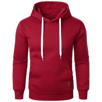 Men's Lightweight Polyester Hooded Sweatshirt Solid Color Long Sleeve