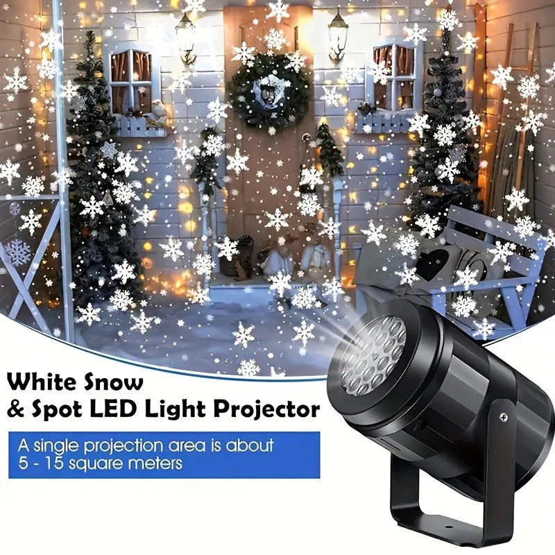LED Snowflake Projection Light – USB Powered Rotating Winter Effect Decor