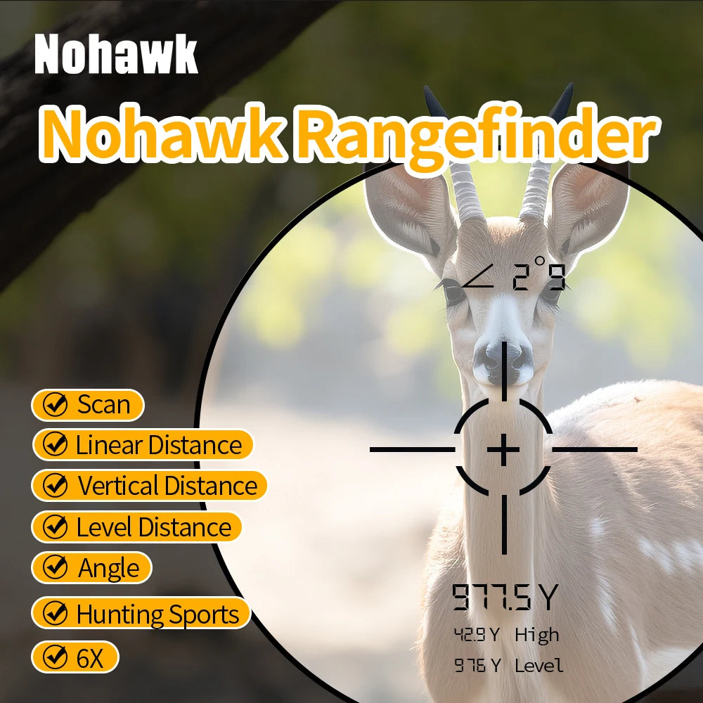 Nohawk Golf Laser Rangefinder 600M 1000M Multifunctional Telescope with Flag-Lock Slope  Distance Meter for Hunting Monocular