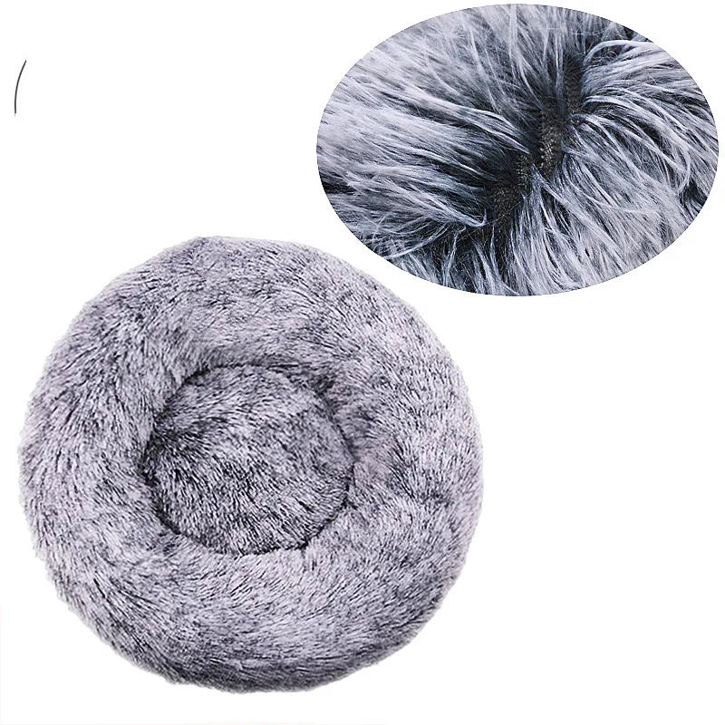 Round Plush Pet Bed – Super Soft Winter Sleeping Bed for Dogs and Cats (40–90cm)