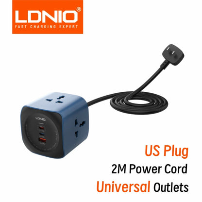 Cube Power Strip 3 Outlets UK US EU Plugs 2m USB Socket Surge Protector