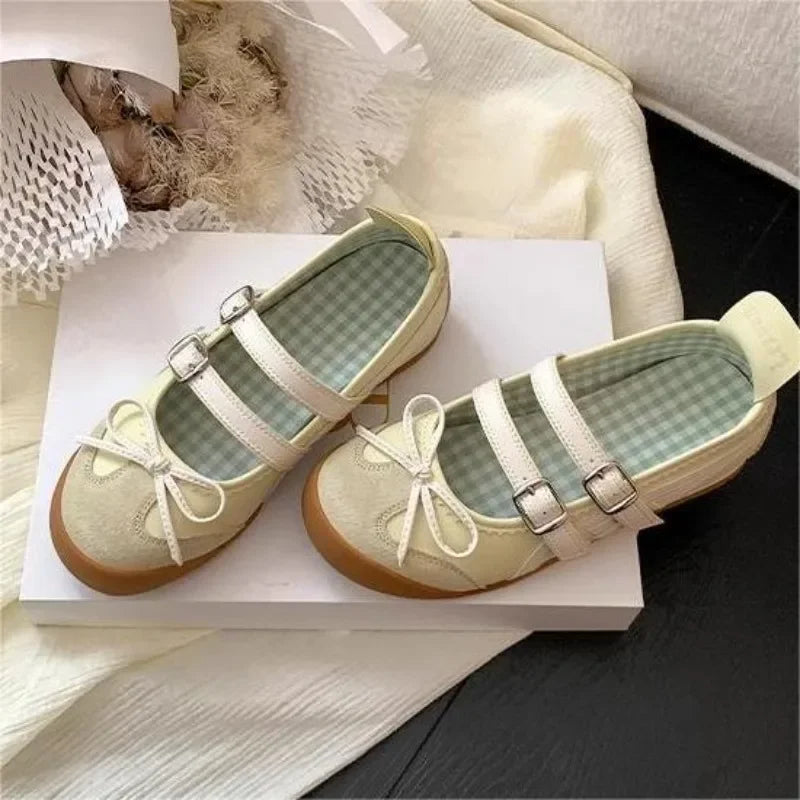 Women Flats Bow Ballet Dance Mary Jane Shoes Summer Sandals 2024 Fashion New Brand Dress Designer Casual Shallow Zapatos Mujer