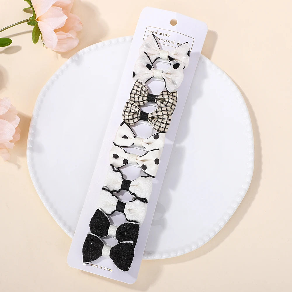 RAINBOW BOWS 10Pcs/set Handmade Fabric Printed Barrette Boutique Mini Bangs Bow Hair Clip Ins Daisy Hairgripes 2025 Spring Style