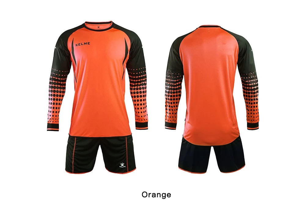 KELME Goalkeeper Jersey Soccer Custom Goaile Jerseys Mens Long Sleeve Football Uniform Shorts Sponge Protector 9161ZB1002