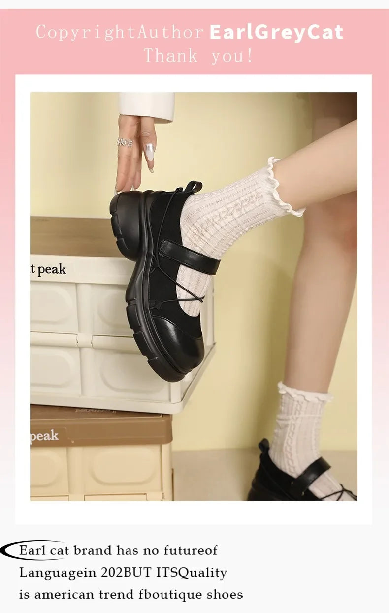 Autumn Chunky Women Sports Shoes Fashion Shallow Butterfly-knot Platform Sneakers Ladies Casual Flats Outdoor Mary Jane Shoe