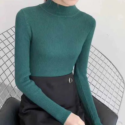 Women's Mock Neck Knit Sweater Pullover Acrylic Cotton Regular Fit