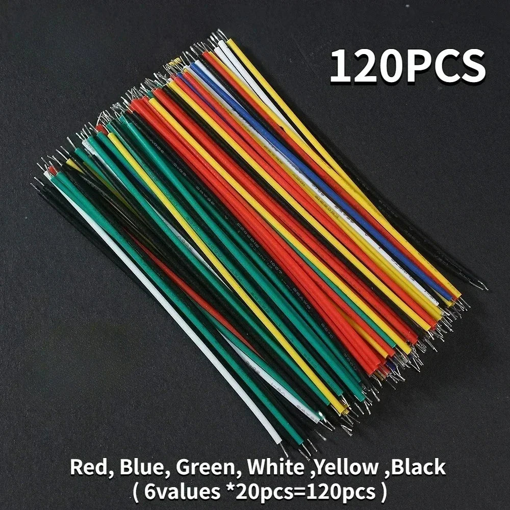 100/120pcs Tin-Plated Electronic Wires Breadboard PCB Jumper Wire 24AWG / 26AWG 6Color Red Blue Green White Yellow Black Diy Kit