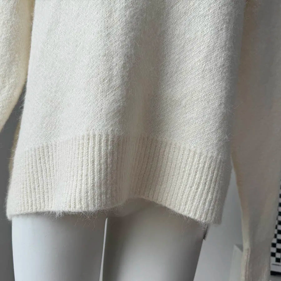 Hirsionsan Basic O Neck Basic Sleeve Sweater Women 2025 Oversized Short Knitted Wool Pullover Female Casual Thick Warm Soft Tops