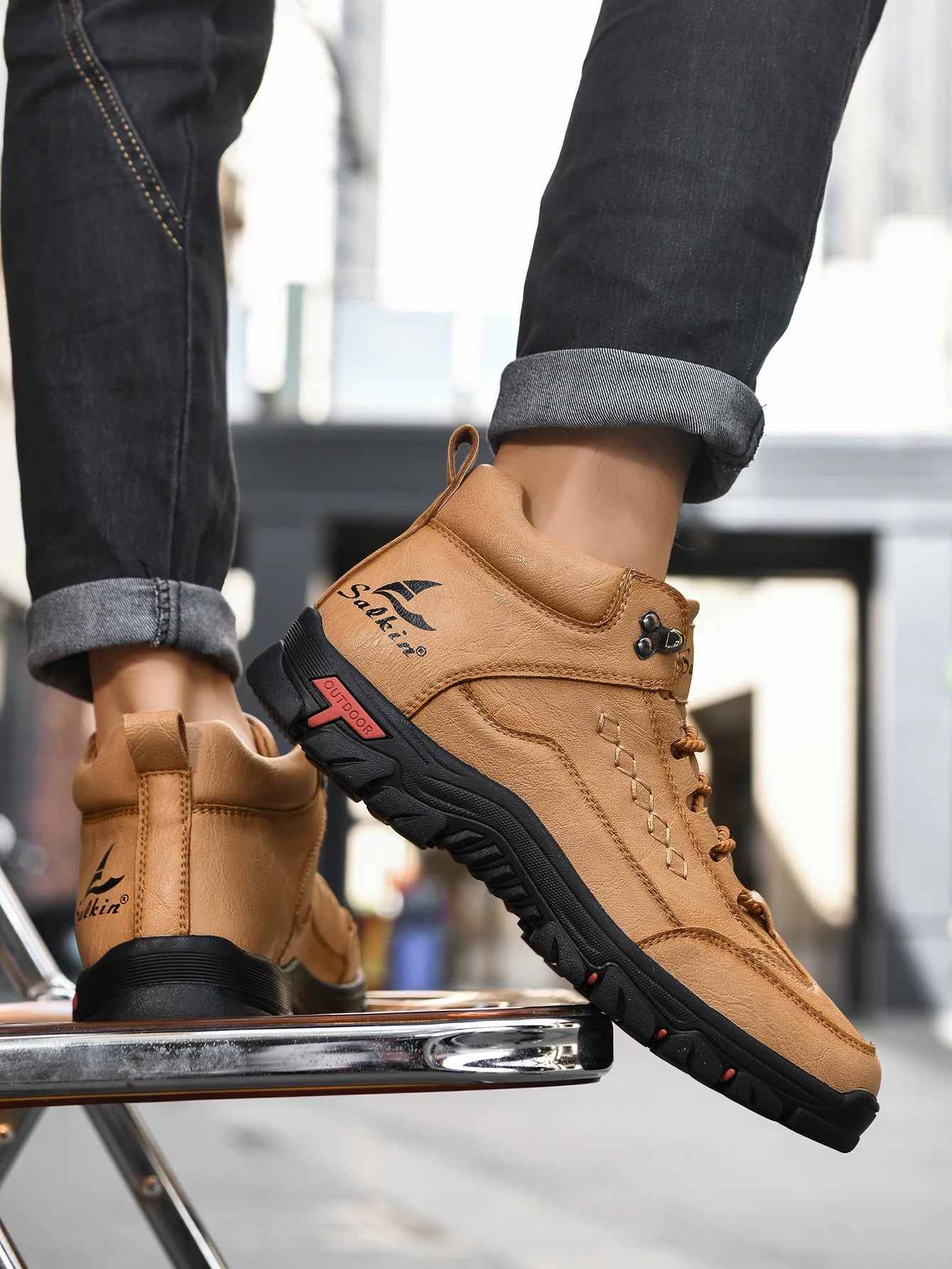 Men's Casual Leather Lace Up Ankle Boots Outdoor Boots