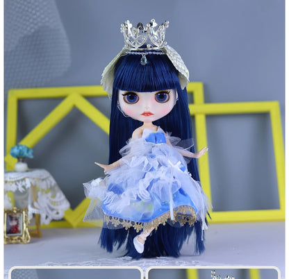 1/6 Scale Jointed Doll Body, 30 cm, White Skin, Blue Hair, ABS Material