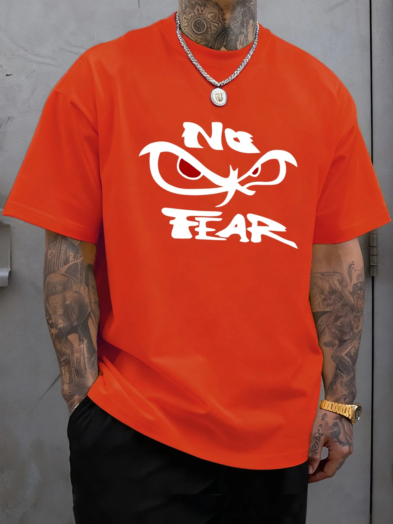 No Fear Determined Gaze Print Mens T-Shirts Cotton Fashion Short Sleeve Oversized Soft Sports Clothes Summer Casual T Shirt