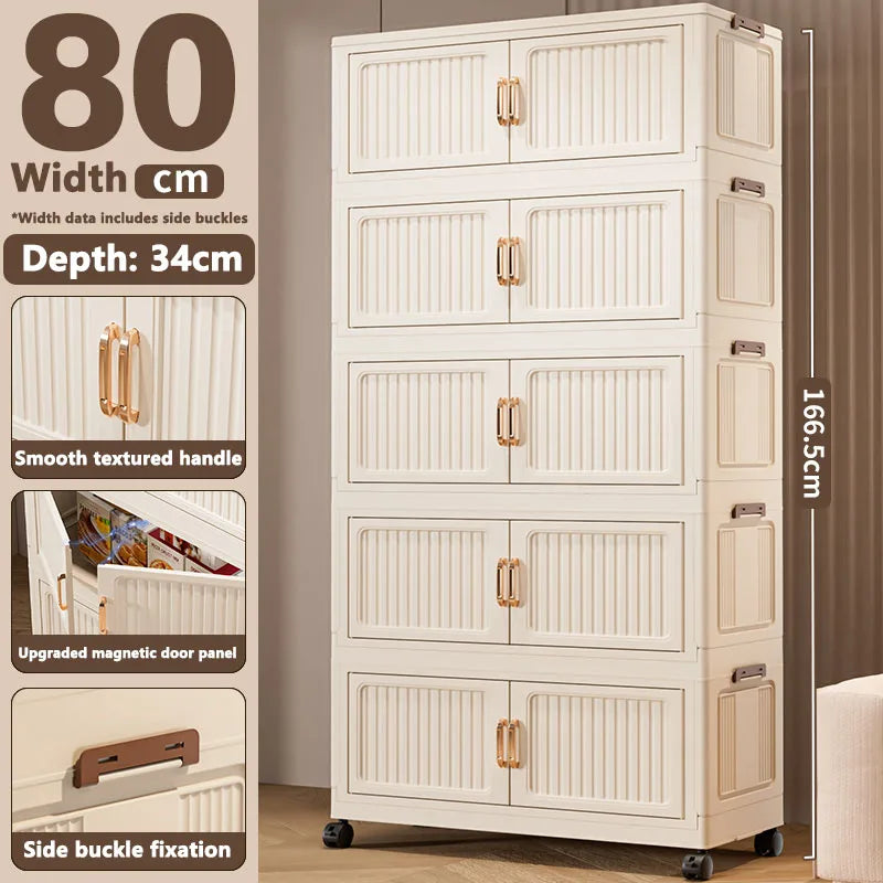 45/55/65cm Length Multifunction Folding Storage Cabinet Sundries Cabinet Large Capacity Dustproof Wardrobe Locker