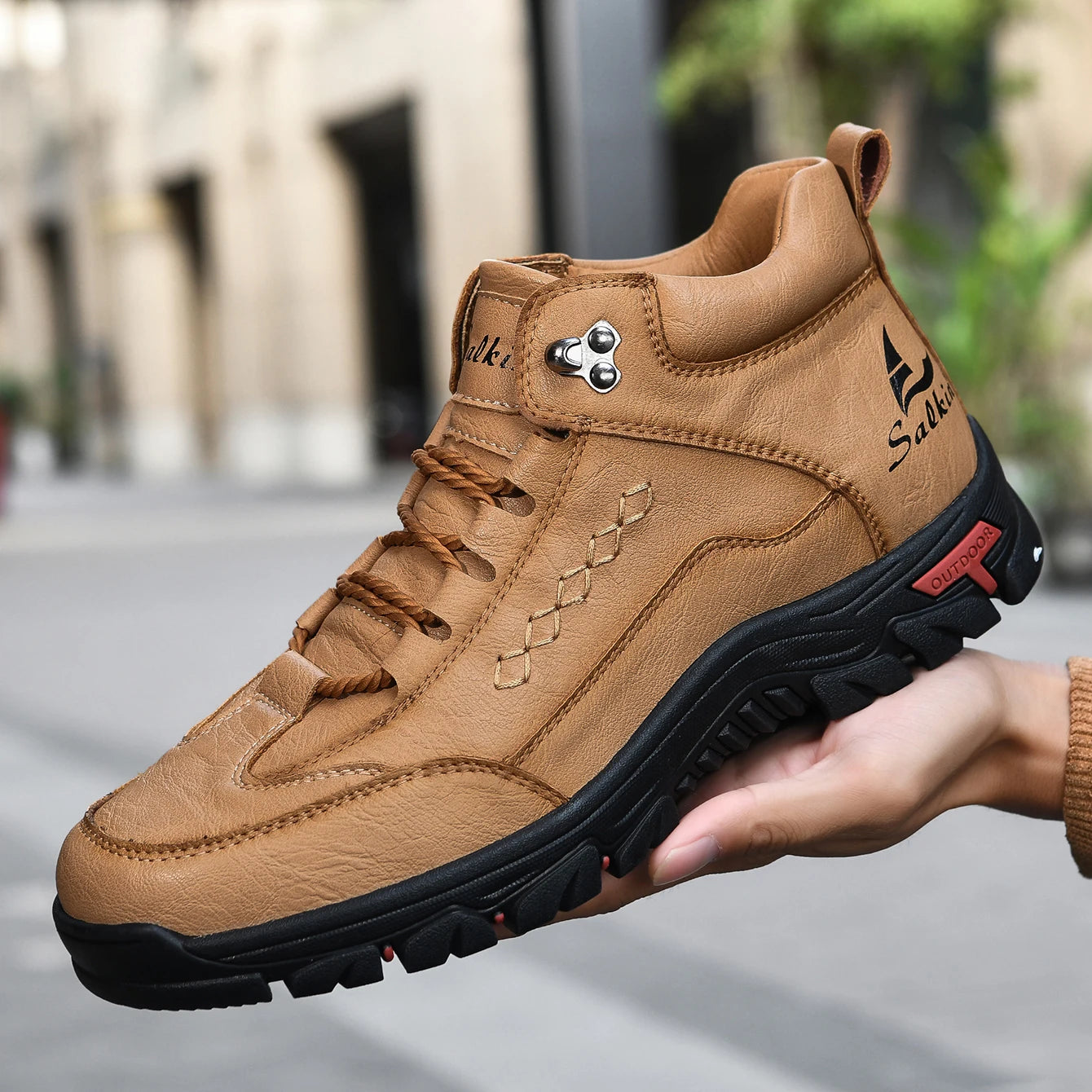 Men's Casual Leather Lace Up Ankle Boots Outdoor Boots