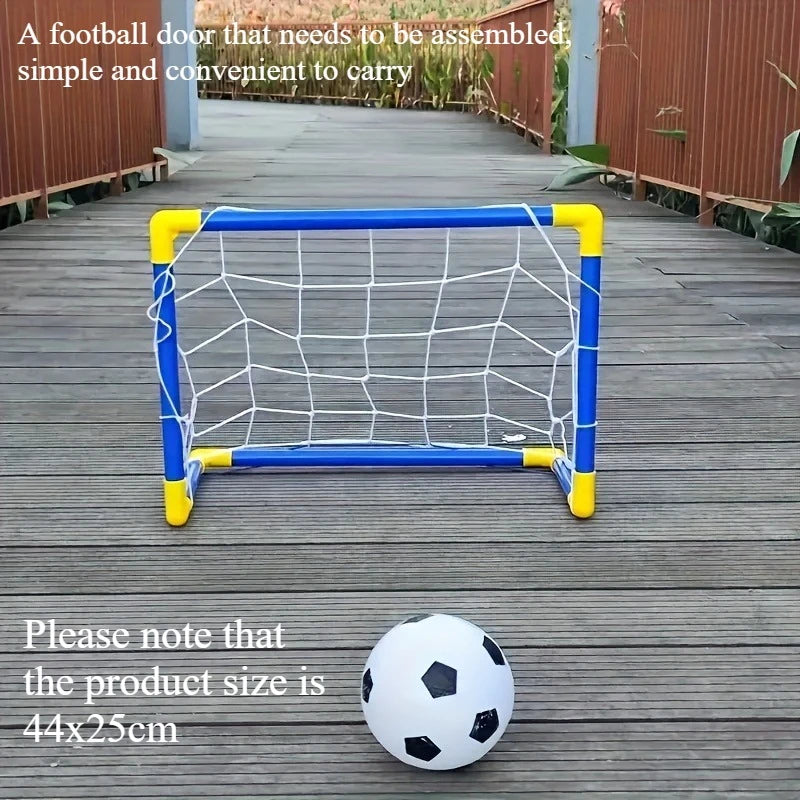 Portable Indoor/Outdoor Toy Football Goal Set44x25cm - Micro Soccer Net Pump&Ball Lightweight Kids Training Park Beach Games
