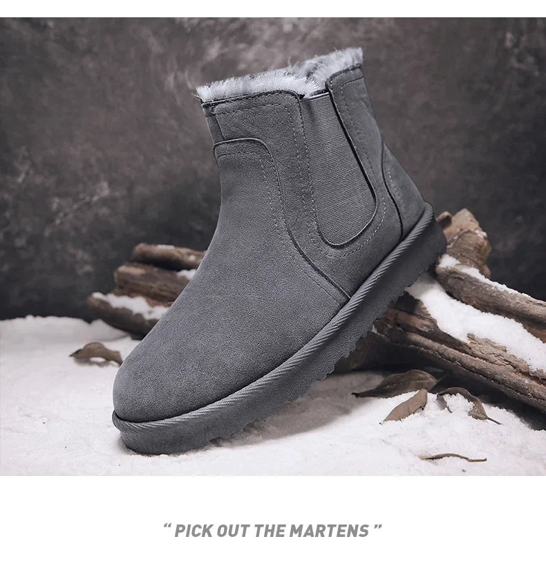 Leather High Top Winter Boots For Men With Plush Lining Outdoor Snow
