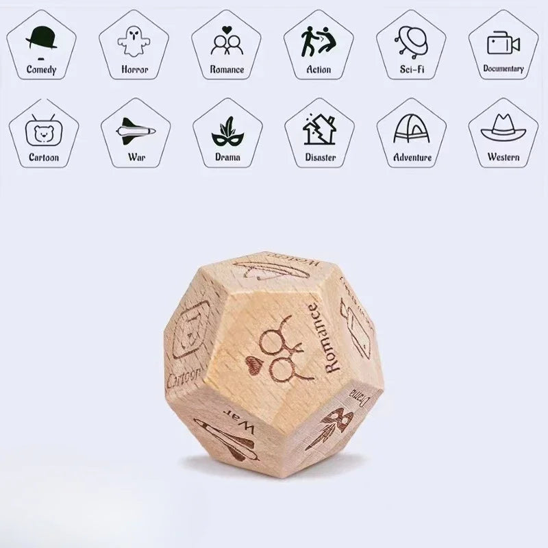 Wooden Dice for Couples, Food Decision Dice Game Gift Idea