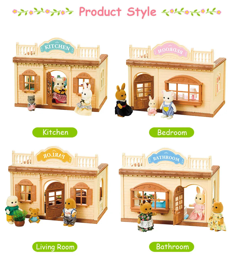 1/12 Dollhouse Furniture Family House Villa Simulate Forest Rabbit Animal Family Miniature Scene Toy Display Furniture Toy Gift