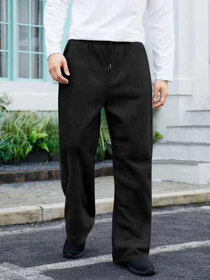Men's Polyester Velvet Casual Pants Loose Wide Leg Autumn Winter