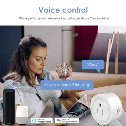 Smart WiFi Plug US Standard 10A Remote Control Works With Alexa And Google Home