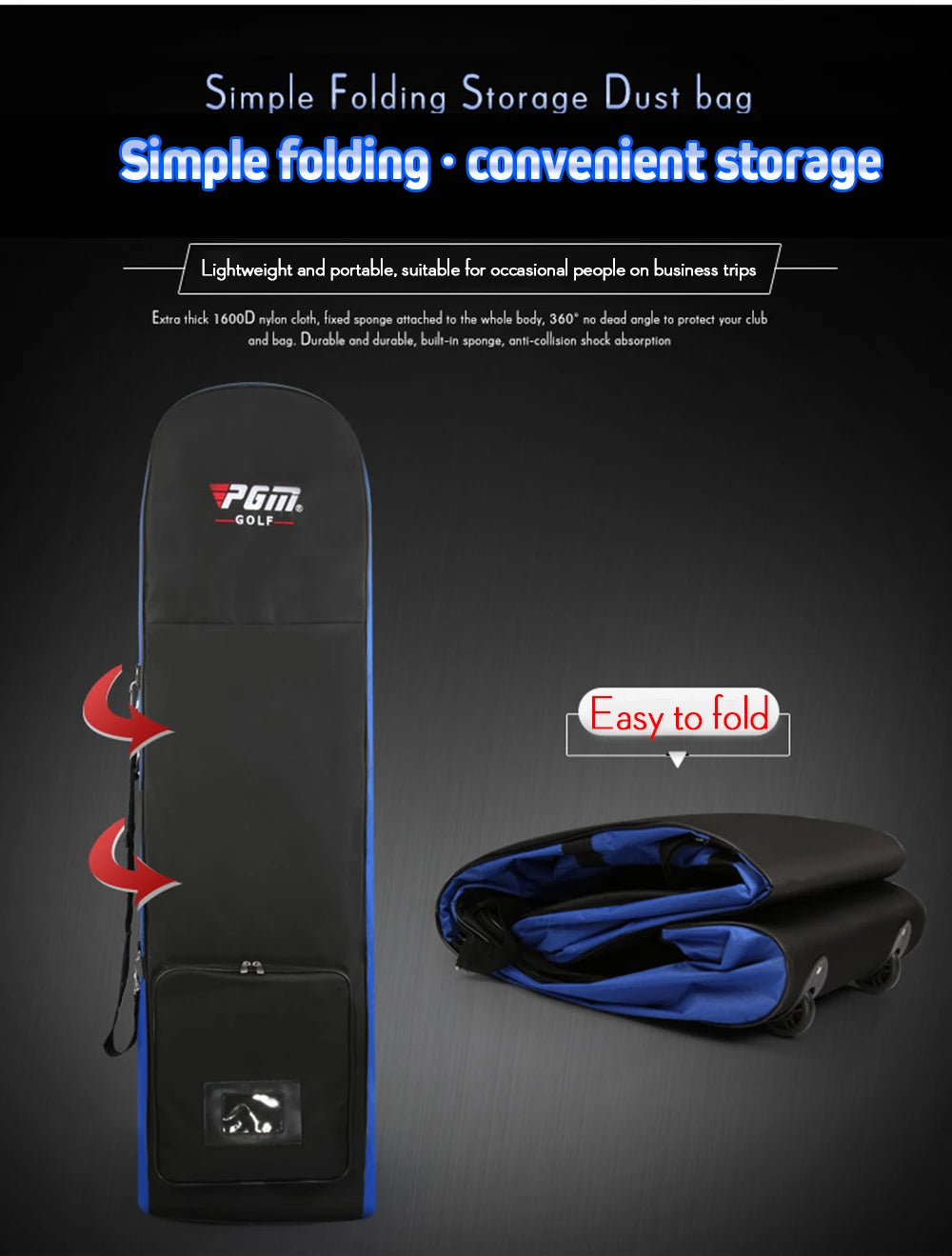 PGM Golf Aviation Bag with Silent Wheel HKB002 Large Capacity Storage Foldable Airplane Travelling Golf Bag Airplane Consignment